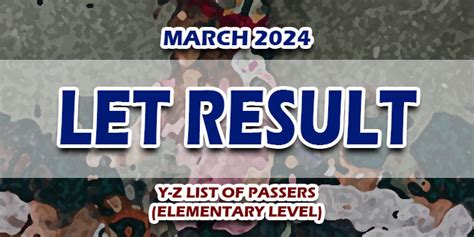 let result march 2024 elementary|LIST: C.